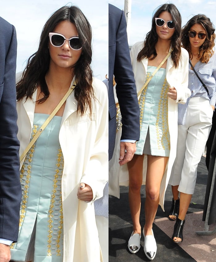 Kendall Jenner's light blue form-fitting dress from Fendi