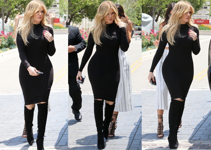 Khloé Kardashian a tad bit overdressed for furniture shopping on the day after Mother's Day