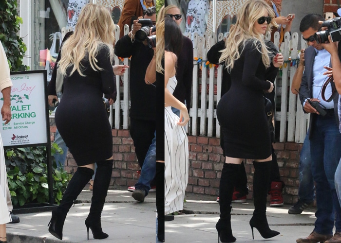 Khloé Kardashian wearing a figure-revealing dress