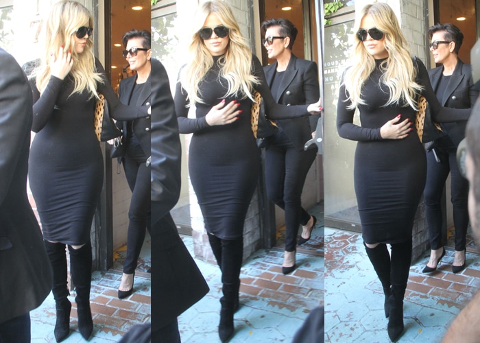 Khloé Kardashian sporting gorgeous knee-high suede boots from Jimmy Choo