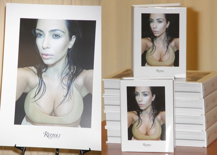 Stacks of Kim Kardashian’s selfie book, Selfish, on display at Barnes Noble during her signing event