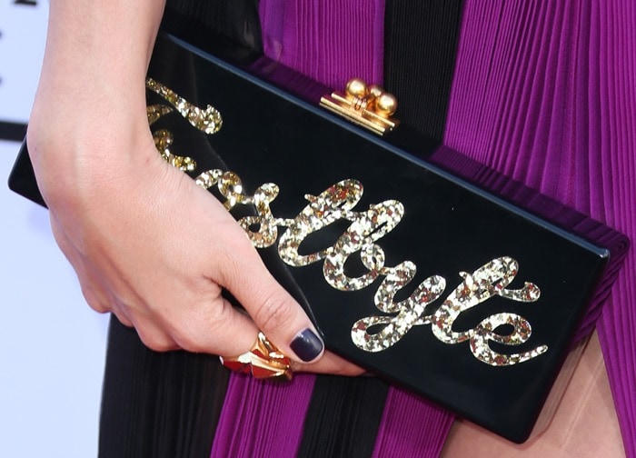 Lily Aldridge toted an Edie Parker "Frostbite" clutch