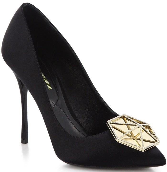 Nicholas Kirkwood Black Metal Jewel-Embellished Suede Pumps
