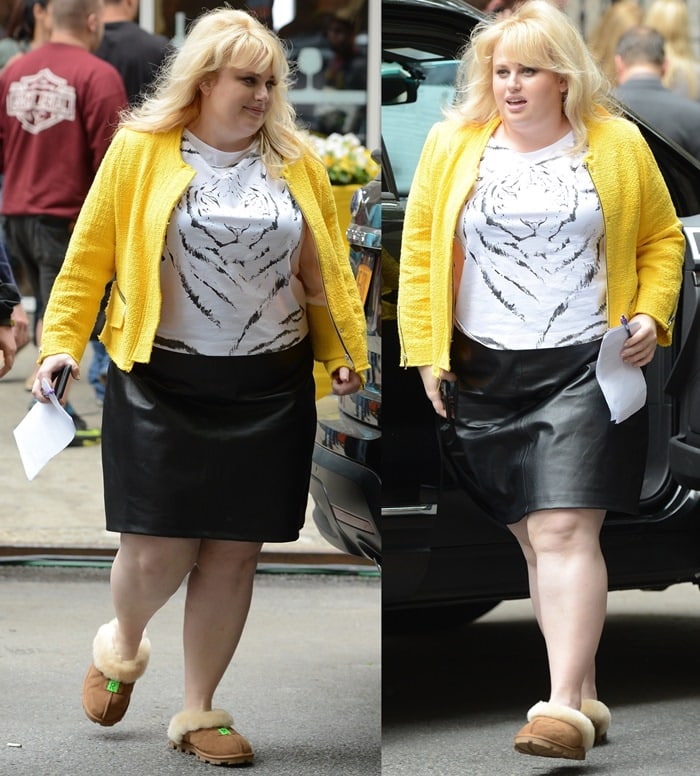Rebel Wilson wears UGGs while shooting scenes for her upcoming film