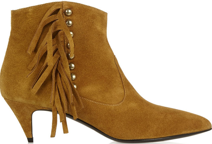 Saint Laurent Fringed Studded Ankle Boot