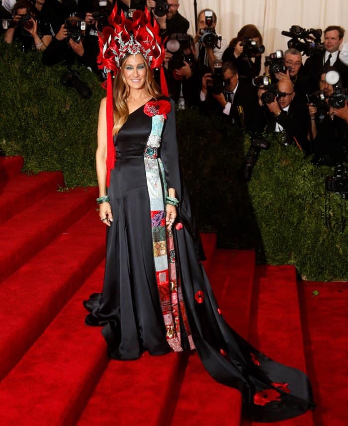 Sarah Jessica Parker collaborated with HM to design a high-slit dress for the 2015 Met Gala
