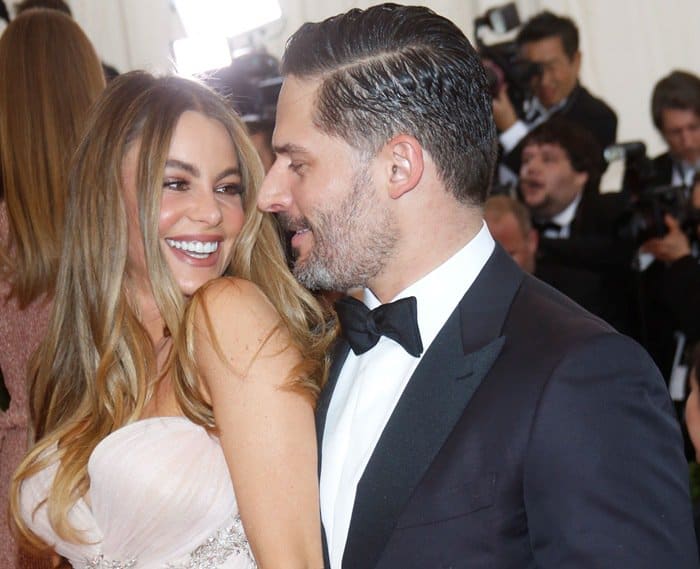 Sofía Vergara and Joe Manganiello share a loving moment, beaming with happiness, as they attend the 2015 Met Gala together