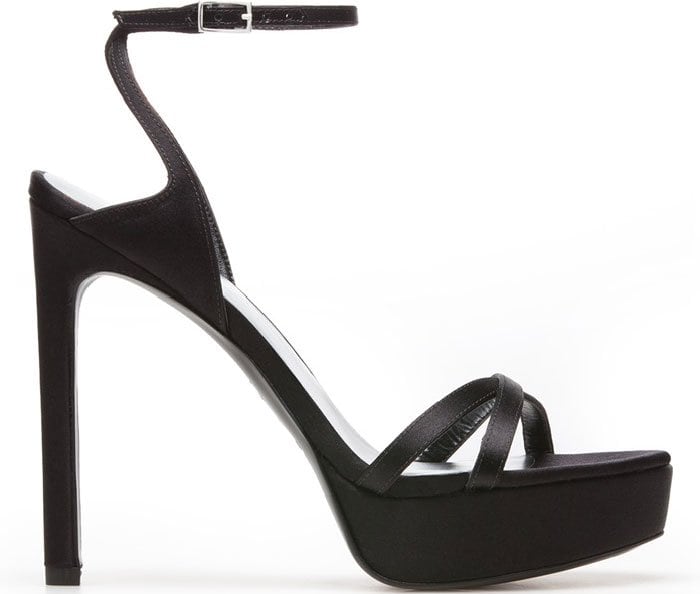 Stuart Weitzman Bebare Platform Sandals Black Satin