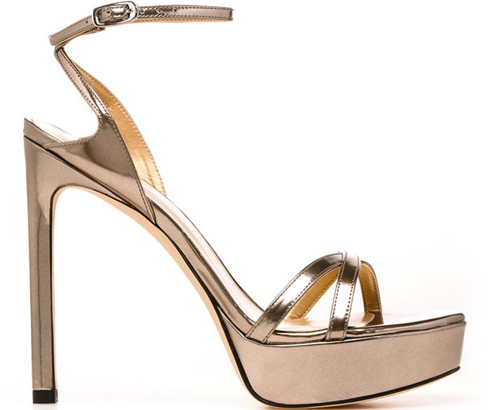 Stuart Weitzman Bebare Platform Sandals Mirror Metal