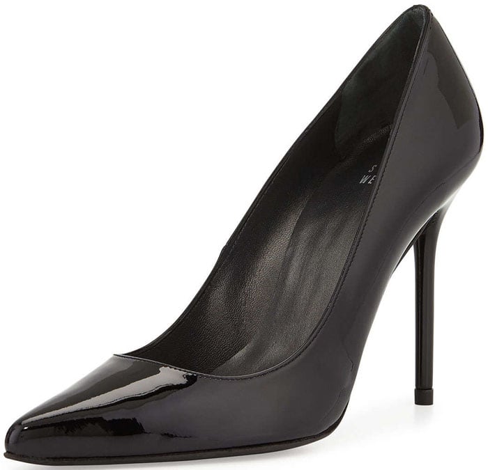 Stuart Weitzman Nouveau Patent Point-Toe Pump in Black