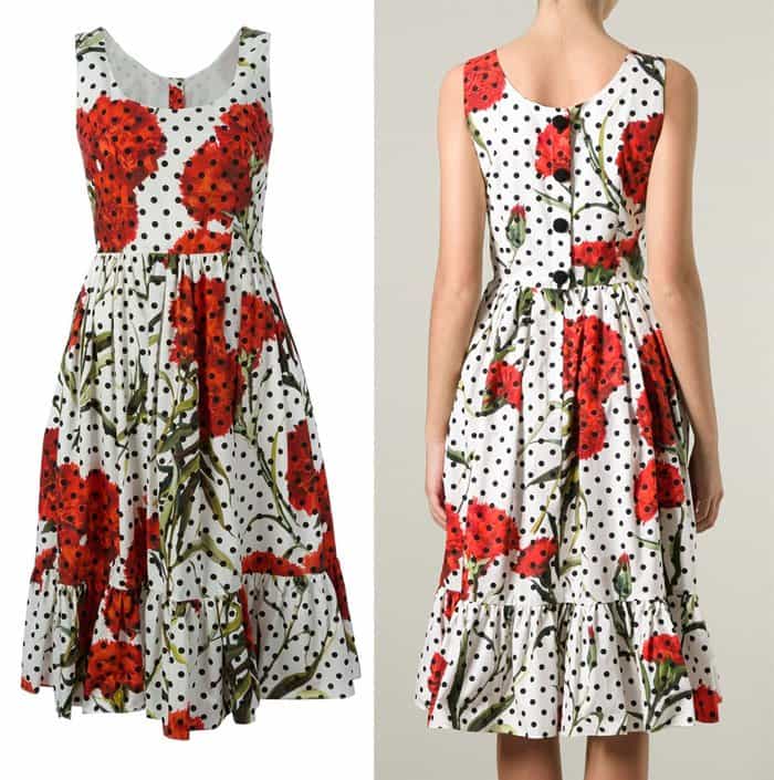 Dolce Gabbana Multi Print Pleated Dress