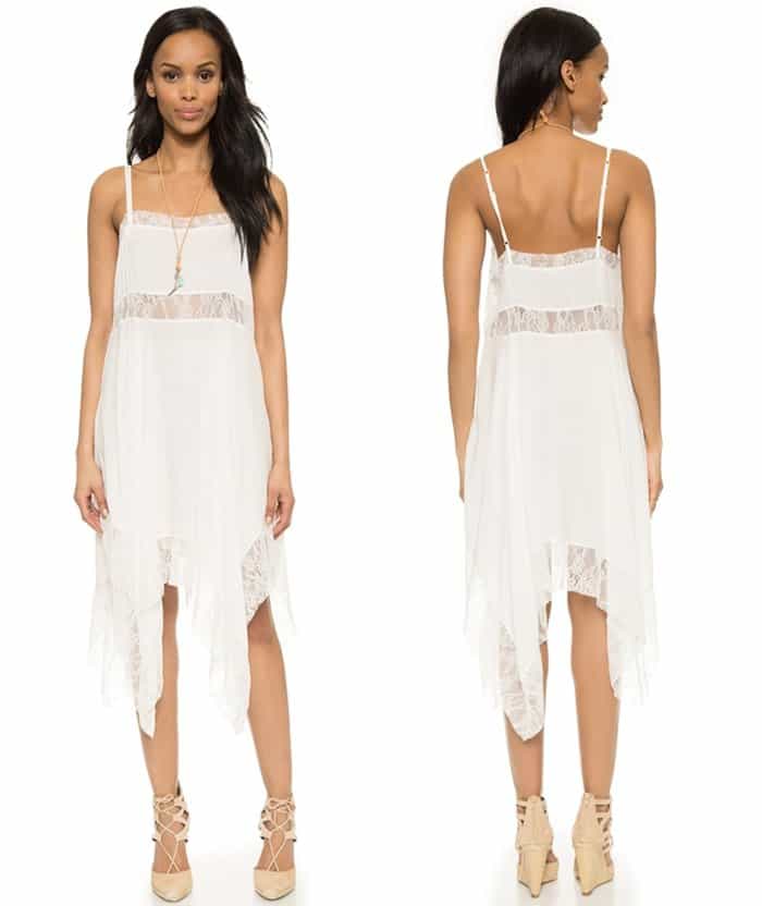 Free People "Dobby" Dot Lace Pieced Trapeze Slip