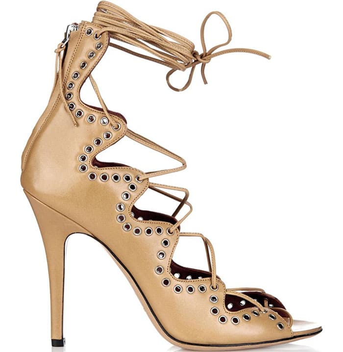 Tan Isabel Marant "Lelie" Lace-Up Leather Sandals