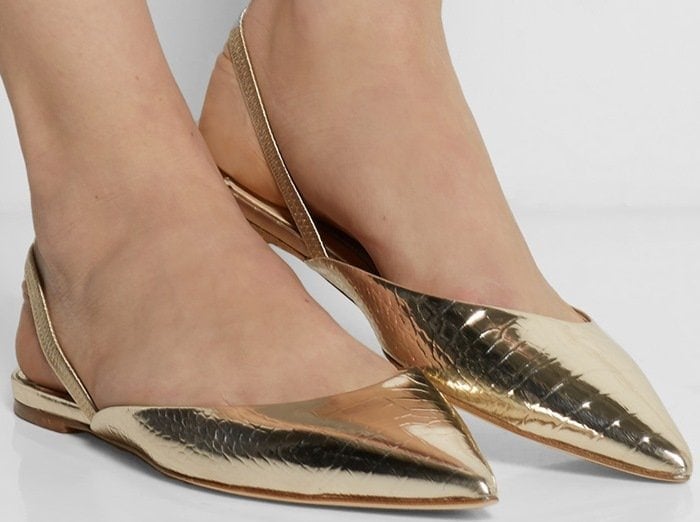 Jimmy Choo Genoa snake-effect leather point-toe flats