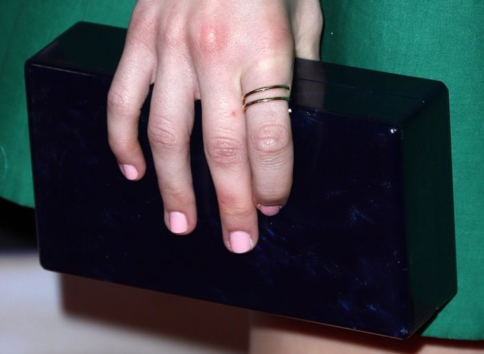 Kiernan Shipka's Edie Parker “Jean” box clutch