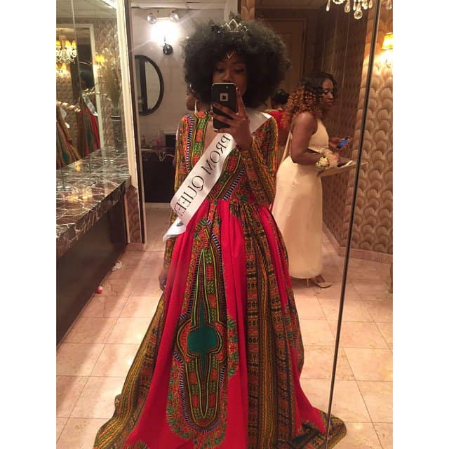 Kyemah McEntyre captures the moment as Prom Queen, radiating confidence in her self-designed African-inspired gown