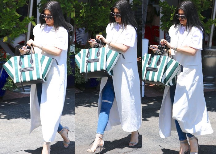 Kylie Jenner wore a plain tee with distressed jeans