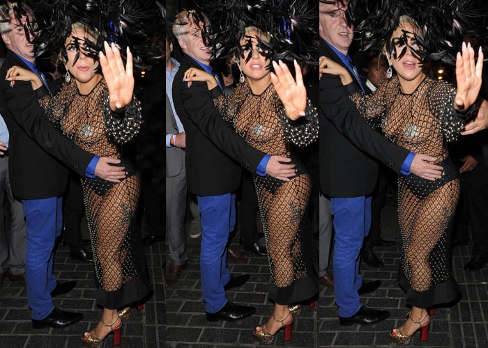 Lady Gaga leaving the Royal Albert Hall and heading to hat designer Philip Treacy's shop in London, England, on June 8, 2015