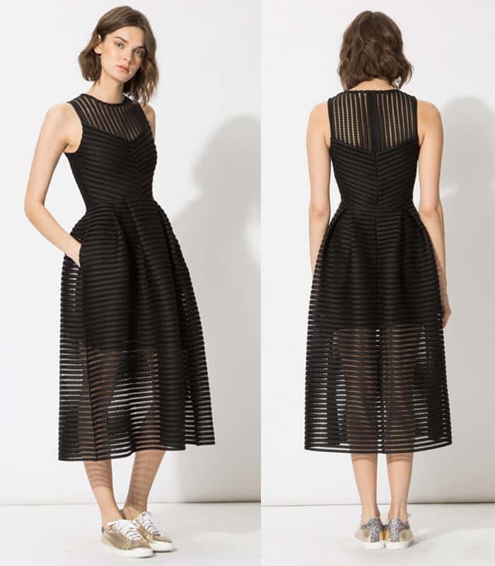 Maje Rire Long Dress in Technical Knit