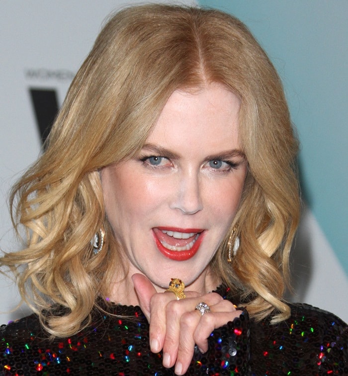 Nicole Kidman in a glittering multicolored number from the Nina Ricci Fall 2015 collection