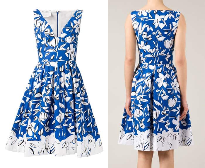 Oscar de la Renta Flower Print Flared Dress