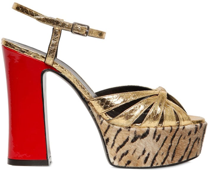 Saint Laurent 125 mm Candy Elaphe Ponyskin Sandals