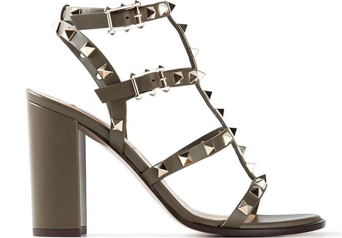 Valentino Rockstud Sandals green calf