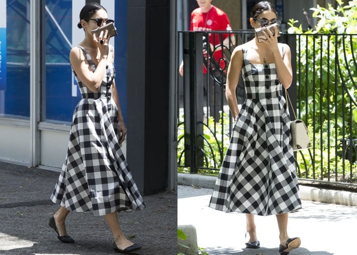 Vanessa Hudgens looked lovely in a Dolce Gabbana gingham dress