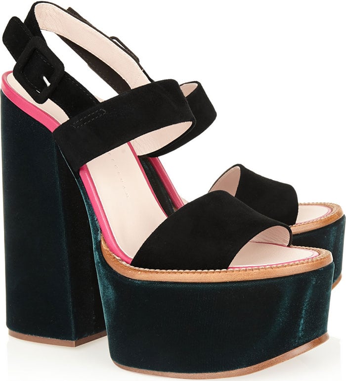 Victoria Beckham Velvet and Suede Platform Sandals