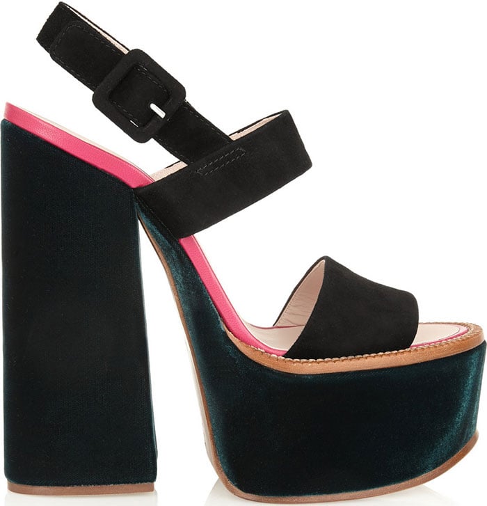 Victoria Beckham Velvet and Suede Platform Sandals