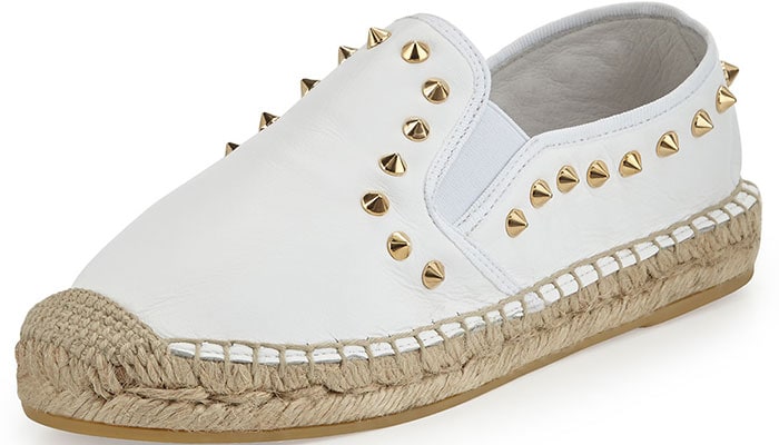 Ash Zest Espadrilles Studded White Leather
