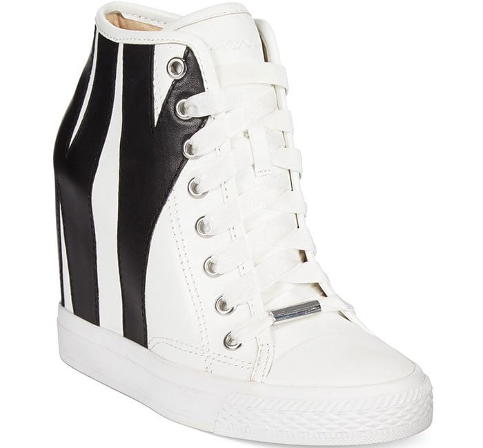 DKNY Grommet Leather Wedge Sneakers