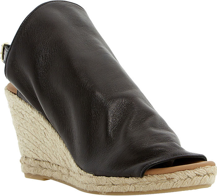 Dune Klarra Black Leather Wedges