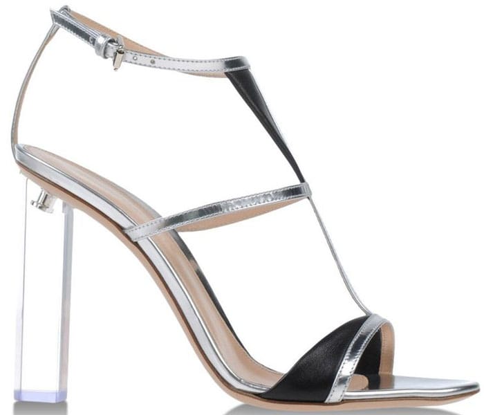 Gianvito Rossi Silver Black Leather Sandal