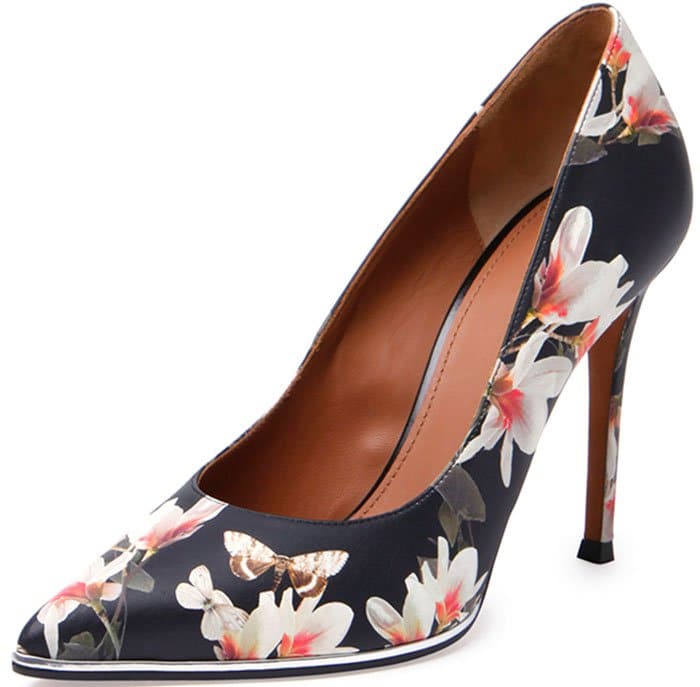 Givenchy Floral-Print Leather Point-Toe Pumps