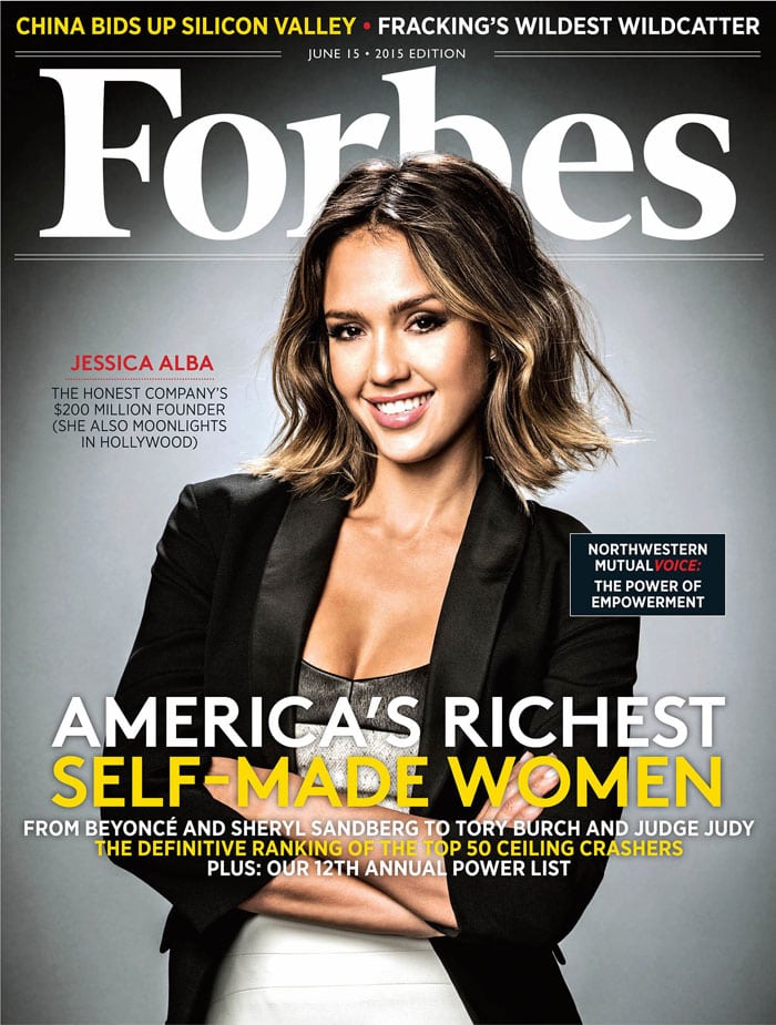 Jessica Alba appeared on the cover of Forbes magazine in 2015 for her role in building The Honest Company, a business initially inspired by her desire to create safe, nontoxic products for her children