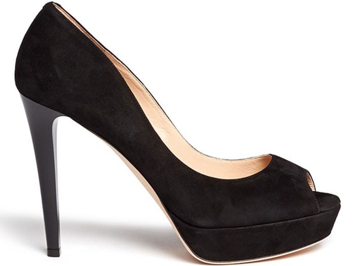 Jimmy Choo 'Dahlia' Peep-Toe Suede Platform Pumps