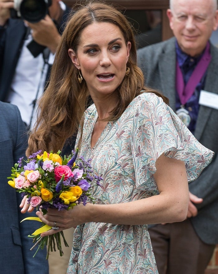 Kate Middleton wore a ruffled midi Ridley London dress for a photography workshop