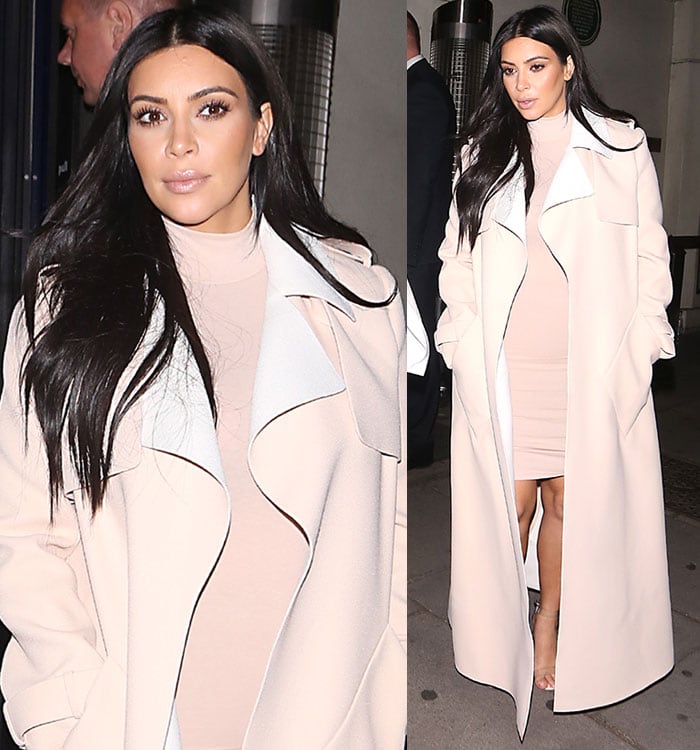 Kim Kardashian wore Ana Elsa turtleneck dress at the Westfield London shopping center