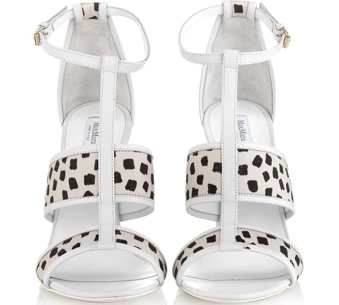 The Max Mara “Baleari” sandals combined graphic black-and-white prints with sturdy block heels that reflected mid-2010s footwear trends