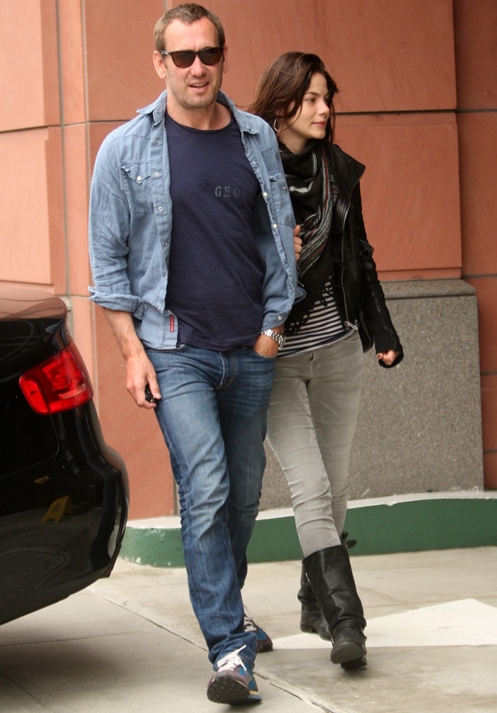 Michelle Monaghan, stylish in a leather jacket, striped top, and black boots, was seen heading to a medical center in Beverly Hills with her husband, Australian graphic artist Peter White, on April 27, 2010
