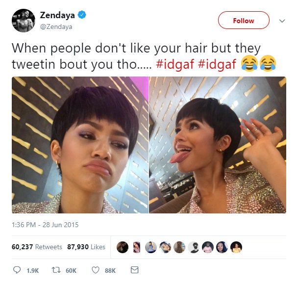 When people don't like your hair but they tweetin bout you tho..... #idgaf #idgaf