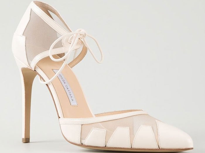 Bionda Castana Lana Mesh Ankle Tie Pumps