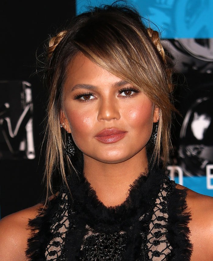 Chrissy Teigen's black crystal drop earrings