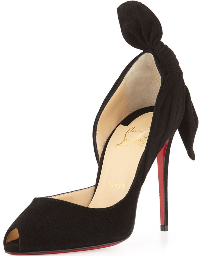 Christian Louboutin Barbara Half-d'Orsay Knot-Heel Red Sole Pump