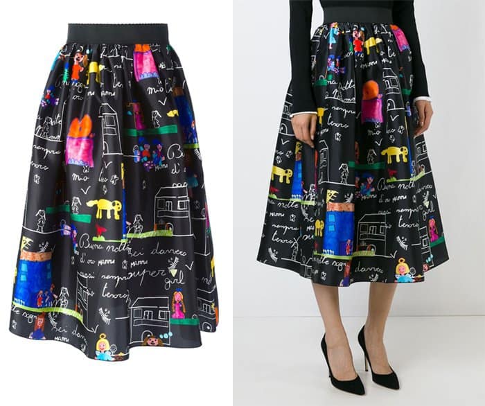 Dolce Gabbana Drawings Print Voluminous Skirt