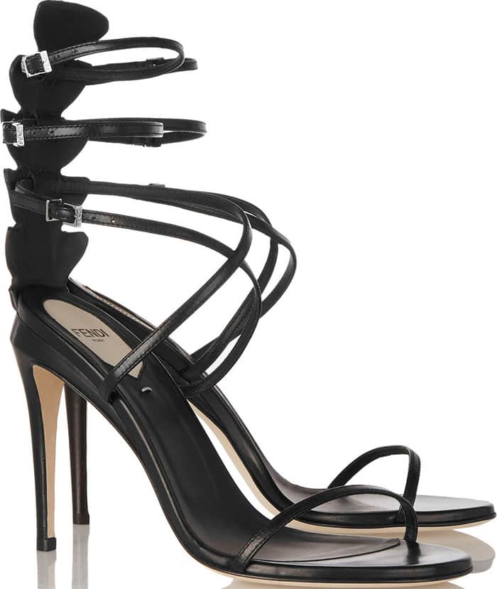 Fendi Ava Leather Crocodile Strappy Sandals