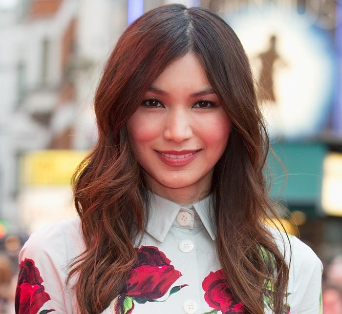 Gemma Chan's romantic floral-printed cotton dress from Dolce Gabbana
