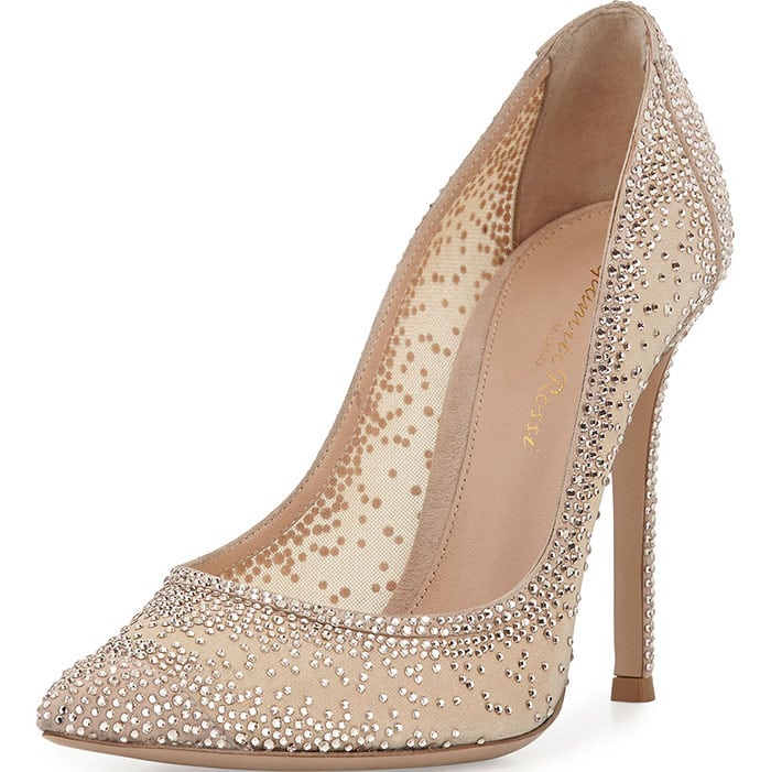 Gianvito Rossi Crystal Mesh Point-Toe Pumps
