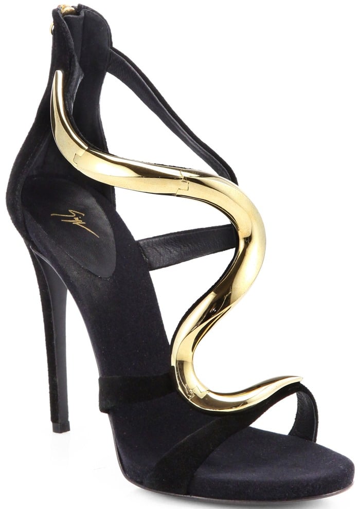 Giuseppe Zanotti Suede Lacquered Metal Sandals